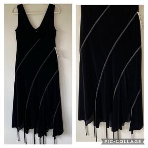 VTG NWT Bobbie Bee Velvet Asymmetrical Hem Dress Black Whimsigoth Dark Romantic